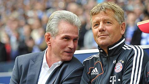 Jupp Heynckes und sein Co-Trainer Peter Hermann (r.) haben mit dem FC Bayern das Triple geholt.