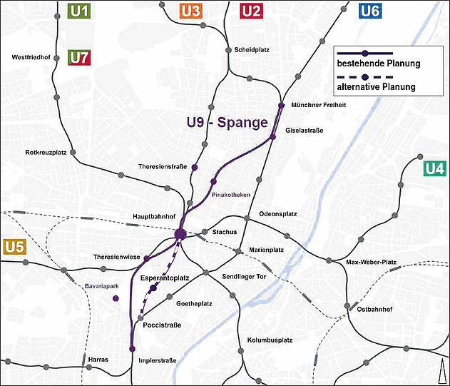 Neue Pläne für die U9 sehen nun einen zweiten Wiesn-Bahnhof vor.