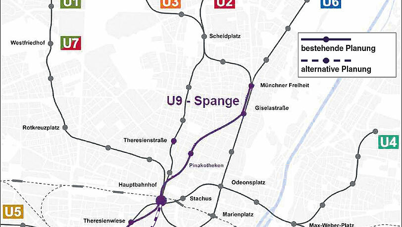 Neue Pläne für die U9 sehen nun einen zweiten Wiesn-Bahnhof vor. Neue Pläne für die U9 sehen nun einen zweiten Wiesn-Bahnhof vor.