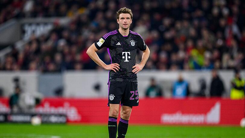 Münchens Thomas Müller reagiert nach dem Spiel.