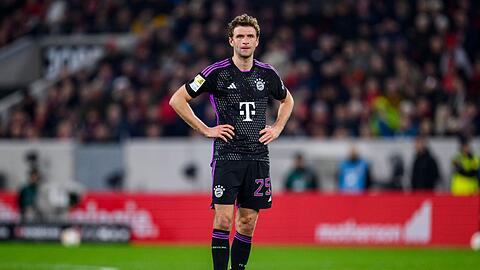 Münchens Thomas Müller reagiert nach dem Spiel.