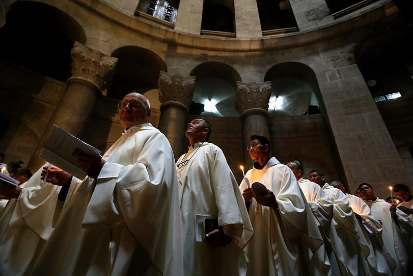 Auch in Jerusalem wurde am Gründonnerstag eine große Messe gefeiert.