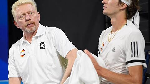 Team-Kapitän Boris Becker und Alexander Zverev beim ATP Cup in Australien.
