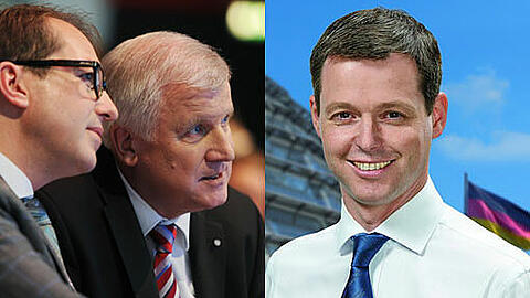 Der bayerische Ministerpräsident Horst Seehofer mit Generalsekretär Alexander Dobrindt. Rechts: Der CSU-Bundestagsabgeordnete Thomas Silberhorn