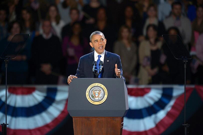 Barack Obama während seiner Siegesrede.