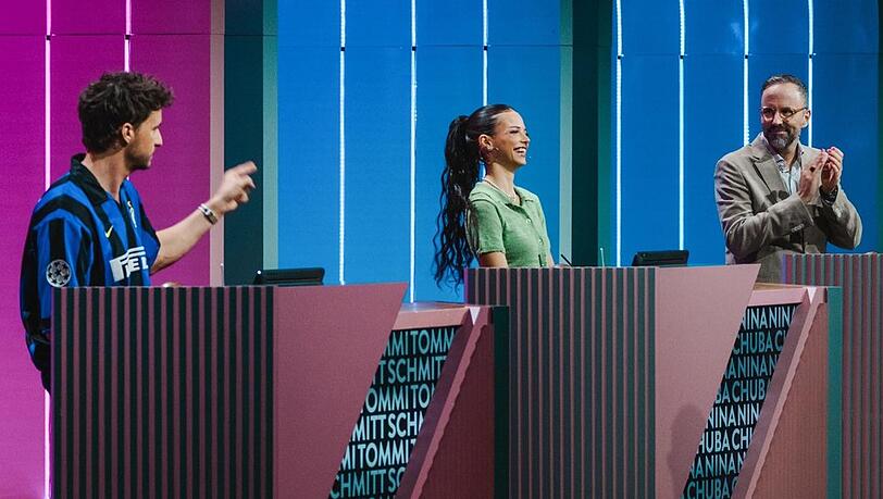 Tommi Schmitt (li.), Nina Chuba und Kurt Krömer versuchen in der aktuellen "WSMDS"-Staffel, Joko Winterscheidt die Show zu stehlen.
