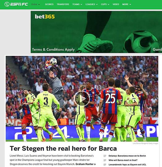Für den amerikanischen Sportsender "ESPN" ist Marc-André ter Stegen der wahre Held.