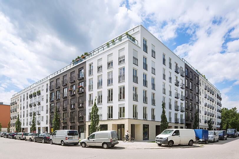 Angererstraße 9: Bauherr: Baywobau Immobilien AG, Grünwald, Architekten: Steidle Architekten, München, Besonderheit: Die moderne Form des Blockbaus