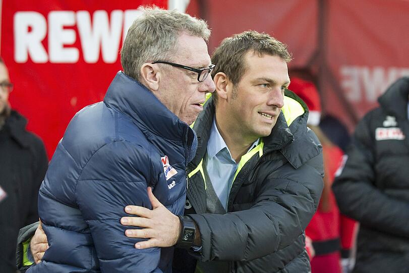 Juhu, wir sind nominiert: Peter Stöger (l.) und Markus Weinzierl haben ebenso wie Lukas Podolski und Holger Stanislawski möglicherweise den Fußballerspruch des Jahres abgeliefert.