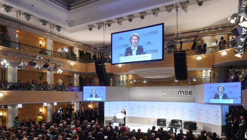 Bundesverteidigungsministerin Ursula von der Leyen spricht beim ersten Tag der 55. Münchner Sicherheitskonferenz. Bundesverteidigungsministerin Ursula von der Leyen spricht beim ersten Tag der 55. Münchner Sicherheitskonferenz.