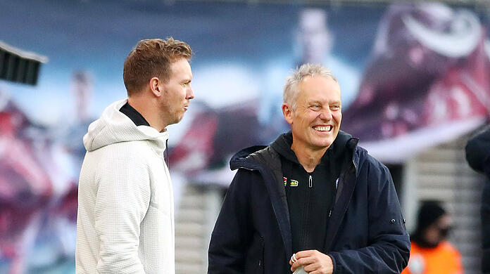 Haben ein gutes Verhältnis zueinander: Bayern-Coach Julian Nagelsmann (l.) und Freiburgs Trainer Christian Streich