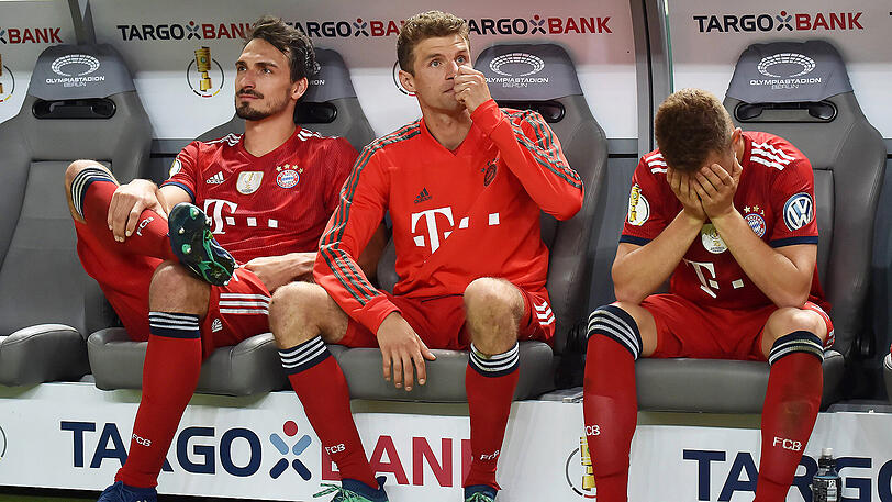 DFB-Stars beim FC Bayern: Mats Hummels, Thomas Müller und Joshua Kimmich (v.li.).