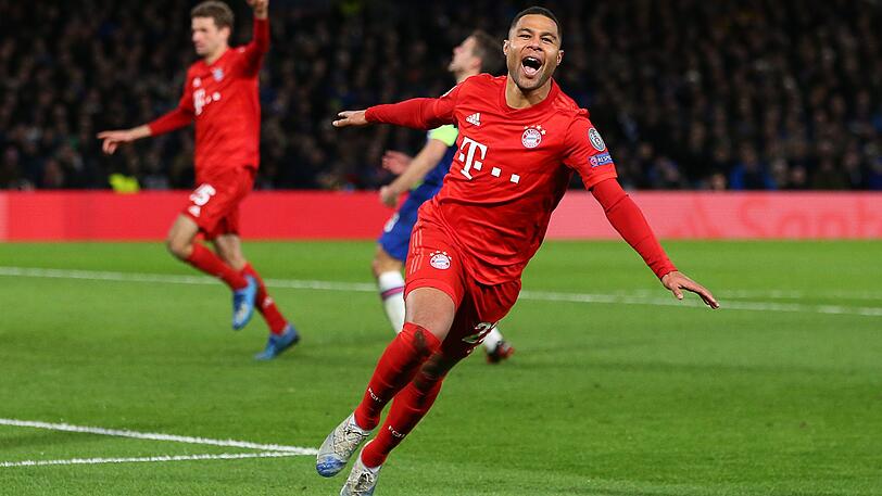 25. Februar 2020: Serge Gnabry bejubelt sein Tor zum 2:0 gegen den FC Chelsea - im Achtelfinal-Hinspiel der Champions League in London.