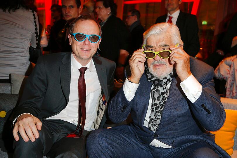 Dr. Klaus-Ulrich Moeller mit Mario Adorf beim Empfang der Filmstiftung NRW im Rahmen der 64. Berlinale.