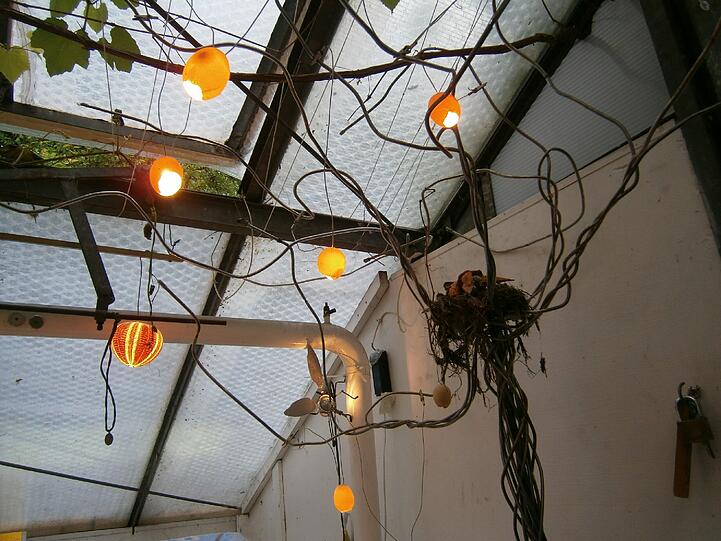 Bunte Lichter unterm Glasdach