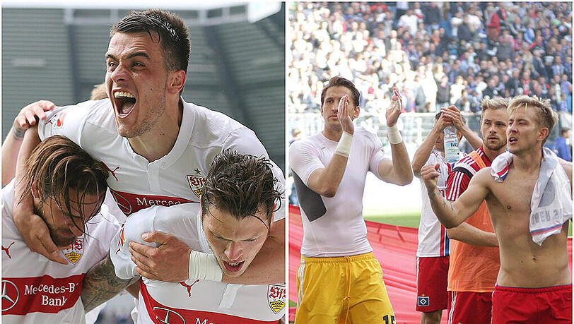 Stuttgart feiert, Hamburg atmet durch: Der VfB sichert sich den Klassenerhalt durch den Sieg im direkten Duell mit Paderborn. Hamburg kann in der Relegation den Mythos vom "Unabsteigbaren HSV" bewahren. Stuttgart feiert, Hamburg atmet durch: Der VfB sichert sich den Klassenerhalt durch den Sieg im direkten Duell mit Paderborn. Hamburg kann in der Relegation den Mythos vom "Unabsteigbaren HSV" bewahren.