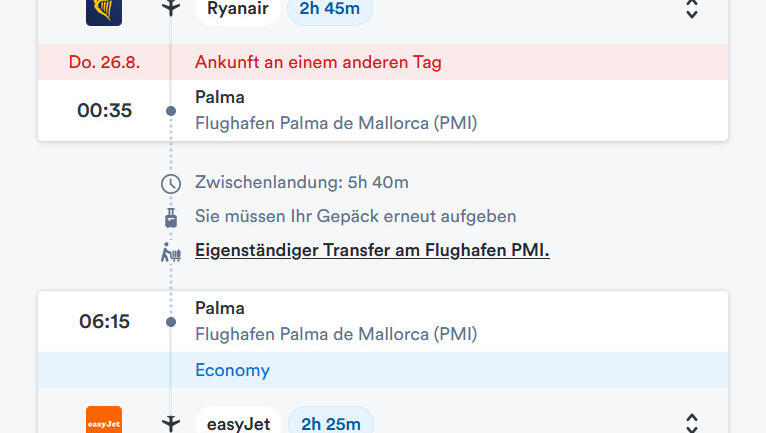 Die Flugverbindung Berlin-München führt über Palma de Mallorca - für 53 Euro. Die Flugverbindung Berlin-München führt über Palma de Mallorca - für 53 Euro.