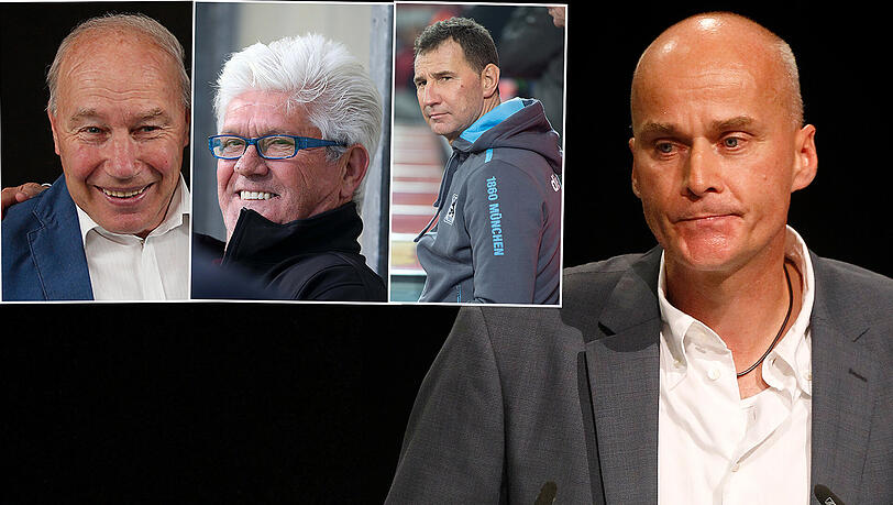 Seine Vereinspolitik steht in der Kritik: Löwen-Präsident Robert Reisinger und die Skeptiker Wettberg, Lorant und Winkler. Seine Vereinspolitik steht in der Kritik: Löwen-Präsident Robert Reisinger und die Skeptiker Wettberg, Lorant und Winkler.