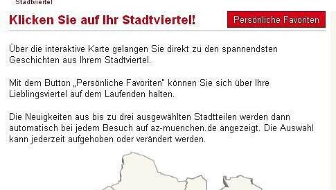 Schritt 1: Unter az-muenchen.de/stadtviertel erscheint das Stadtviertelportal mit allen Vierteln und Mitmach-Funktion. Schritt 1: Unter az-muenchen.de/stadtviertel erscheint das Stadtviertelportal mit allen Vierteln und Mitmach-Funktion.