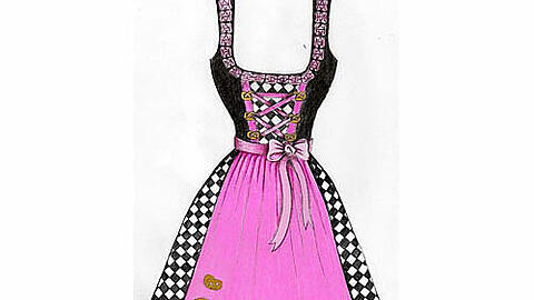 Brezn-Dirndl in Rosa und Schwarz: Eine Eigenkreation von der Schneiderin Isabell Beck