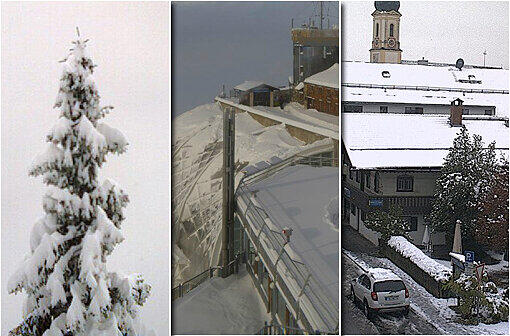 Der erste Schneefall legt ganze Teile Bayerns lahm. Sehen Sie hier die Webcambilder aus dem Münchner Umland!