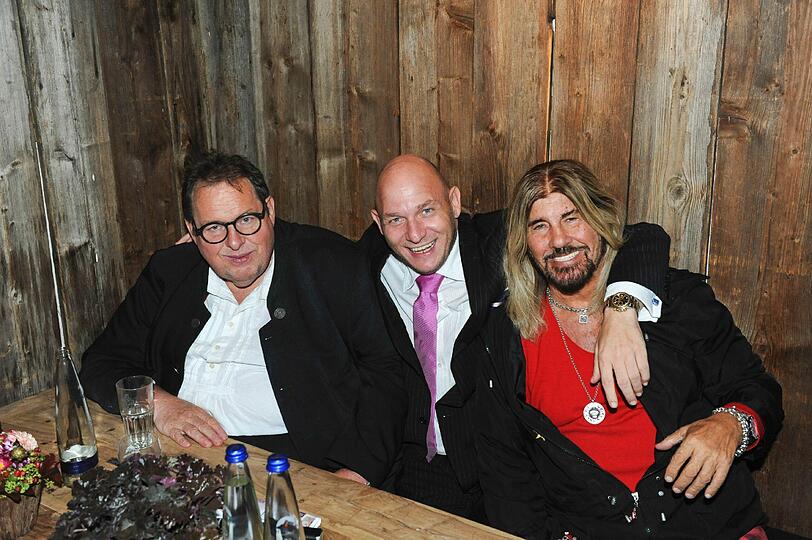 Promis beim Futurecom-Sommerfest: Ottfried Fischer, Michael Ecker, Abi Ofarim.