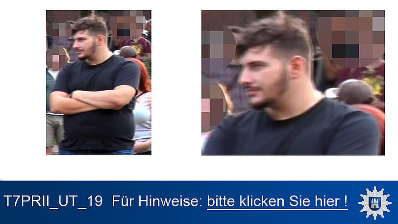 Nach diesen Personen wird öffentlich gefahndet. Die Polizei in Hamburg wird erreicht unter 040/4286-76543.