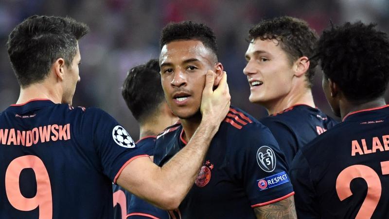Corentin Tolisso (M) erzielte in Piräus den dritten Treffer für die Bayern. Corentin Tolisso (M) erzielte in Piräus den dritten Treffer für die Bayern.