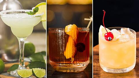 Drei Gastgeberl&auml;nder, drei Cocktail-Klassiker: Margarita, Old Fashioned, Whiskey Sour.