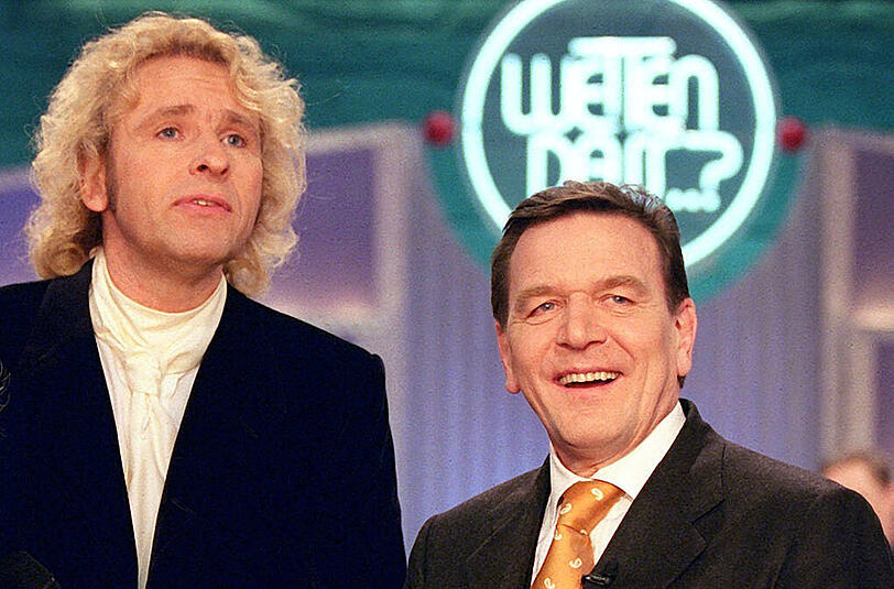 Bisher einmalig: 1999 war der damalige Bundeskanzler Gerhard Schörder in der Show zu Gast bei Thomas Gottschalk.