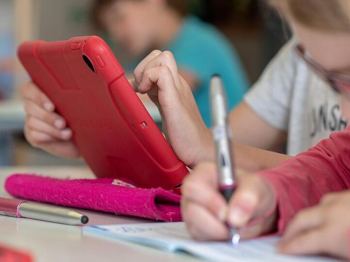 Grundschüler nutzen ein Tablet. Foto: Armin Weigel/Archiv