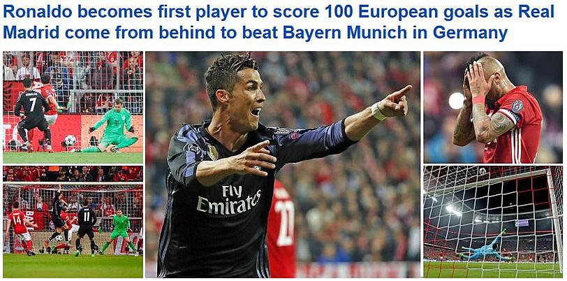 Die englische "Daily Mail" feiert Bayern-Bezwinger Ronaldo.