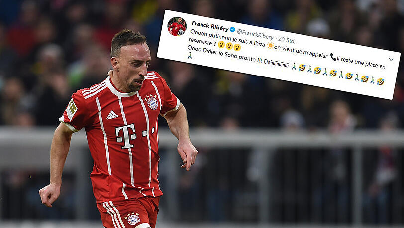 Mit einem Tweet "bewirbt" sich Bayerns Spaßvogel Franck Ribéry für die WM. Mit einem Tweet "bewirbt" sich Bayerns Spaßvogel Franck Ribéry für die WM.