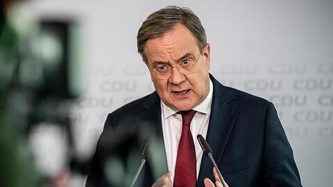 Armin Laschet, CDU-Bundesvorsitzender und Ministerpräsident von Nordrhein-Westfalen, spricht bei einer Pressekonferenz nach der Sitzung des CDU-Präsidiums im Konrad-Adenauer-Haus.