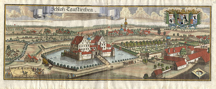 Auf der historischen Aufnahme ist das Schloss um das Jahr 1700 zu sehen.