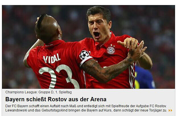 Wer mit 5:0 gewinnt, hat seinen Gegner aus dem eigenen Stadion geschossen - klingt logisch. Passend titeln die Kollegen von "Sportal" nach dem Erfolg des FC Bayern in der Champions League.