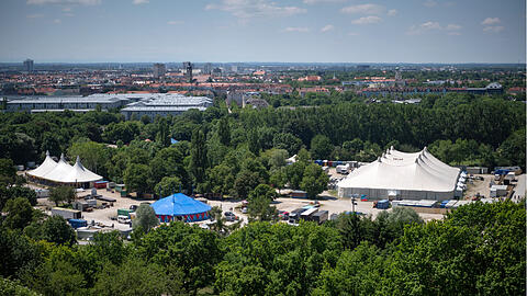Der Olympiapark in München: Am Freitag treten hier drei Musik-Superstars fast zeitgleich auf.