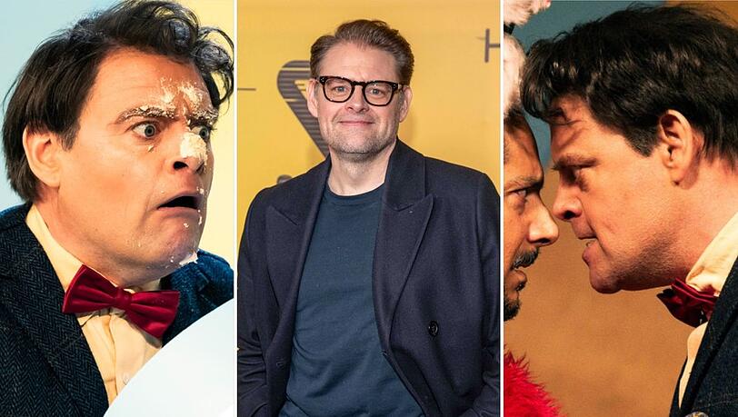 Comedy-Star Max Giermann wie wir ihn kannten (M.) - und wie wir ihn als B&ouml;sewicht im "Tatort: Showtime" kennenlernen (l. und r.).