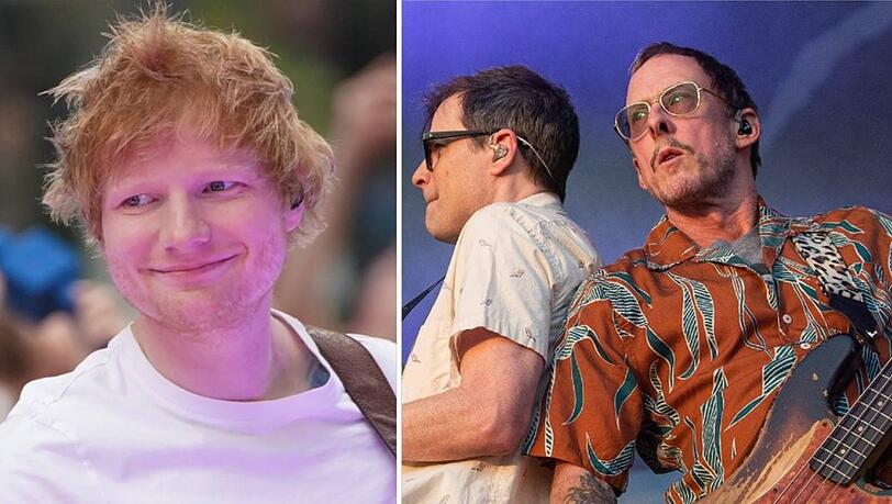 Ed Sheeran (l.) steht am zweiten Wochenende auf der Bühne, Weezer bereits am ersten.