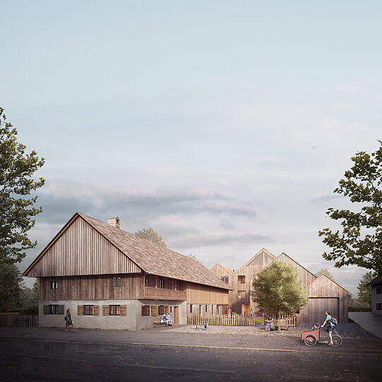 Neues Wohnen an der Forstenrieder Allee 179: So stellen sich die Architekten das fertige Bauprojekt um den 270 Jahre alten Derzbachhof vor.