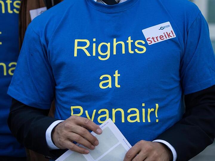 2018 streikten die Ryanair-Piloten - wie hier am Flughafen in Frankfurt.