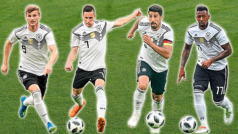 Schaufenster Weltmeisterschaft: Die deutschen Stars Timo Werner, Julian Draxler, Sami Khedira und Jérôme Boateng (v.l.) sind entweder wechselwillig &ndash; oder umworben.