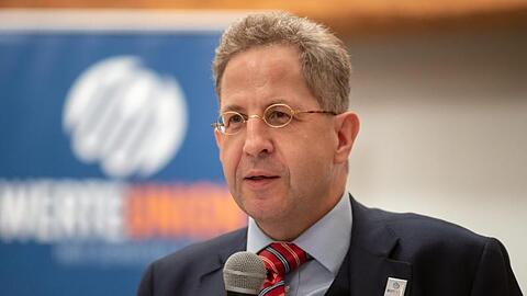 Hans-Georg Maaßen (CDU), Ex-Verfassungsschutzpräsident, bei einer Wahlkampfveranstaltung in Thüringen.