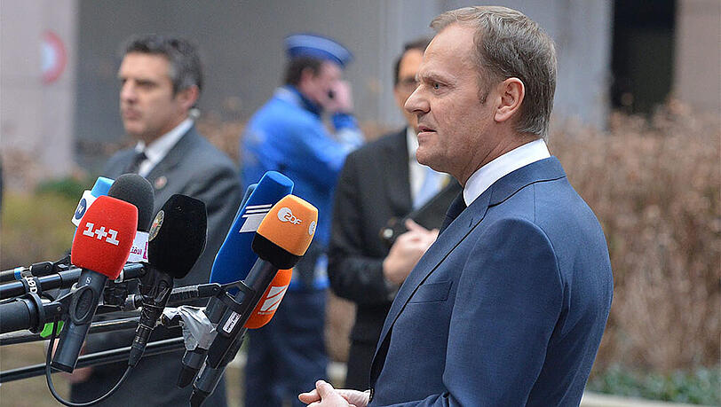 EU-Gipfelchef Donald Tusk musste sich in Brüssel mit der Griechenlandproblematik, dem Ukraine-Konflikt und dem weltweiten Terrorismus auseinandersetzen.