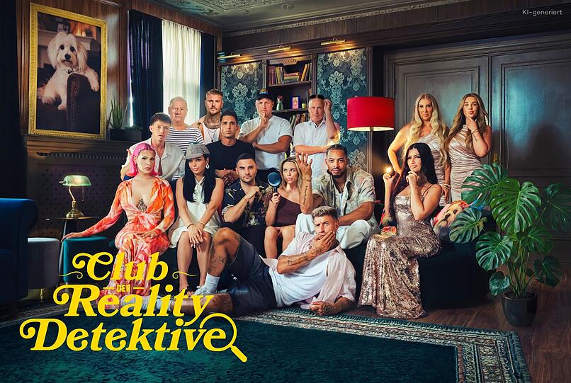 In "Club der Reality Detektive" versuchen sich Realitystars als Ermittler. Vorne von links: Rafa Zollo, Dilara Kruse, Lars Steinhöfel, Annelie Henze, Laurenz Pesch, Meji, Gabriela Alves Rodrigues. Hinten von links: Garrysecret, Claued-Oliver Rudolph, Paco Herb, Lukas Küchen, Patrick Romer, Jürgen Trovato, Sarina Simone und Tochter Shiana Kolibal. In "Club der Reality Detektive" versuchen sich Realitystars als Ermittler. Vorne von links: Rafa Zollo, Dilara Kruse, Lars Steinhöfel, Annelie Henze, Laurenz Pesch, Meji, Gabriela Alves Rodrigues. Hinten von links: Garrysecret, Claued-Oliver Rudolph, Paco Herb, Lukas Küchen, Patrick Romer, Jürgen Trovato, Sarina Simone und Tochter Shiana Kolibal.