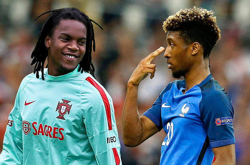 Während Sanches (r.) bei Portugal mittlerweile gesetzt ist, hofft Coman auf einen Einsatz für Frankreich im Endspiel.