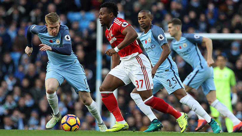 Platz 1: Adama Traore (FC Middlesbrough). 194 Dribblings, 70 Prozent erfolgreich.