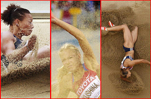 Sandige Aussichten: Wenn die Weitsprung-Ladys bei der Leichtathletik-WM in Daegu in der Sprunggrube landen, kommt die Sand-Fontäne einer Landung im Pool gleich. Die besten Bilder zum Durchklicken.