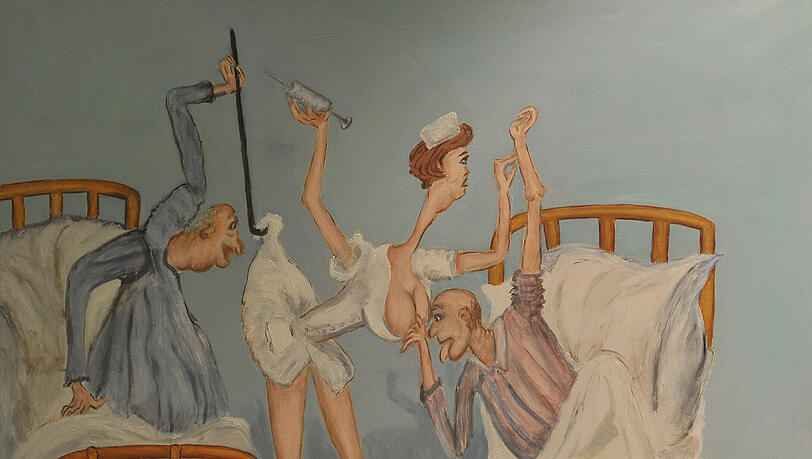 Ob der Witz lustig ist, oder das Bild gut gemalt, steht nicht zur Debatte – Sembrizki geht’s nur um weibliche Brüste. Ob der Witz lustig ist, oder das Bild gut gemalt, steht nicht zur Debatte – Sembrizki geht’s nur um weibliche Brüste.