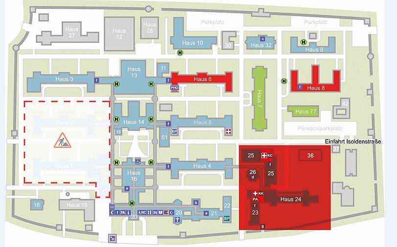 Alles, was rot eingefärbt ist, bleibt beim Städtischen Klinikum.